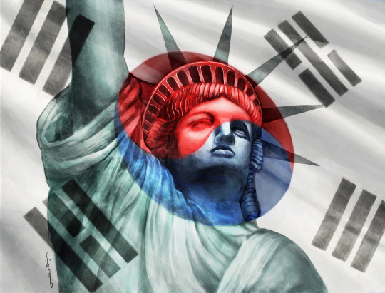 한반도의 자유는 내부적 투쟁보다는 외부적 정세와 영향에 의해 뿌리내렸다. (일러스트 윤소영)